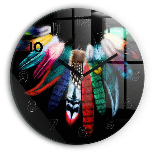 Pendule murale ronde Plumes colorées d'un oiseau