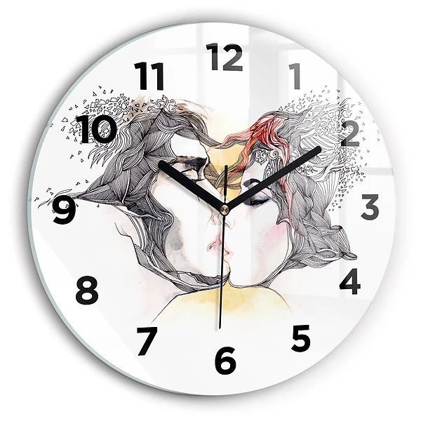 Horloge ronde Dessin d'un baiser d'amour