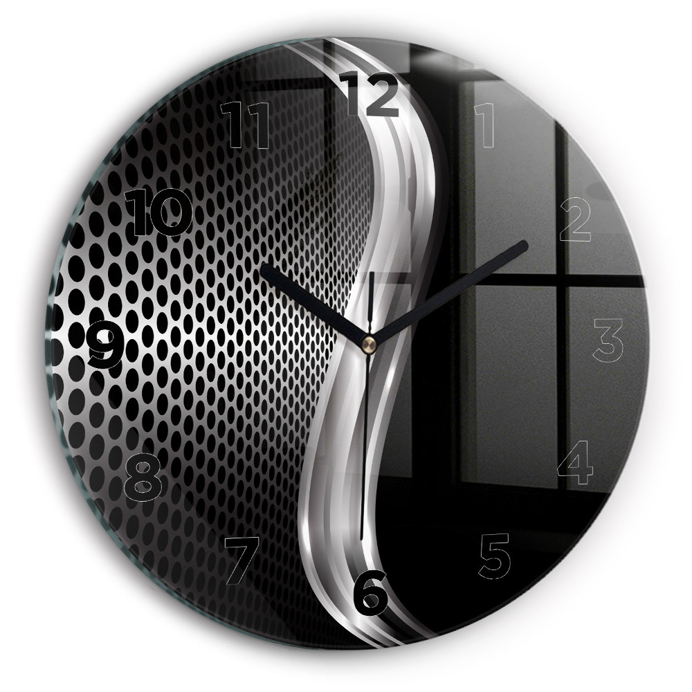 Horloge ronde en verre Abstraction de métal noir