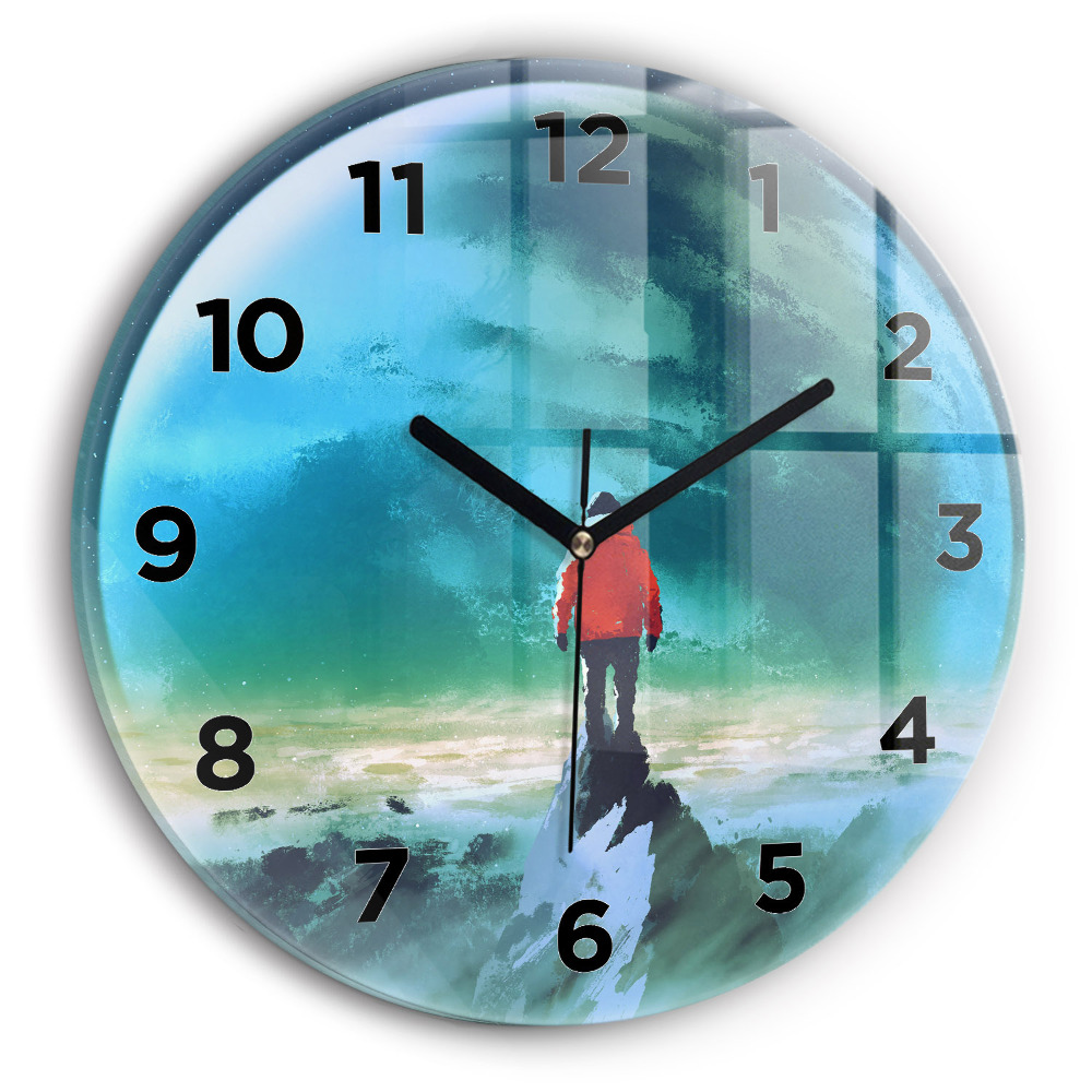 Horloge ronde Homme sur la lune