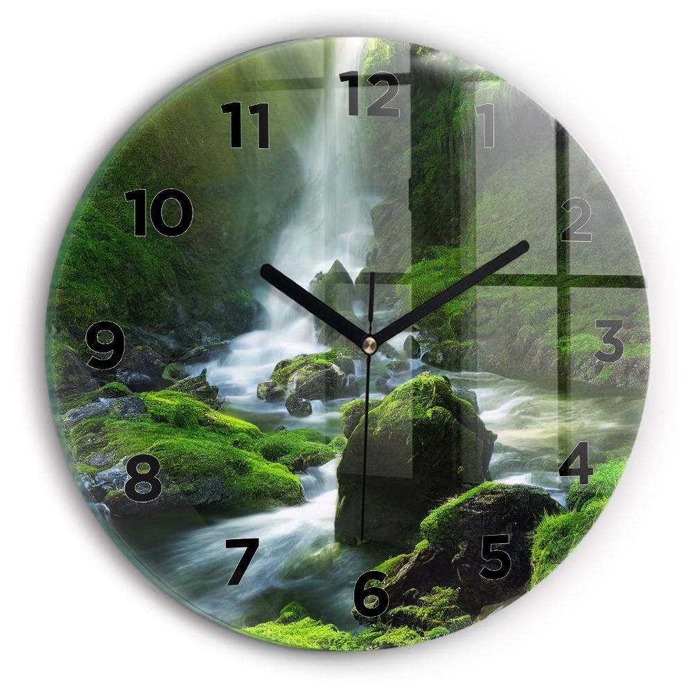 Horloge ronde murale Cascade et rochers