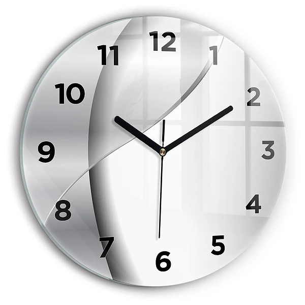Horloge ronde en verre Abstraction argentée