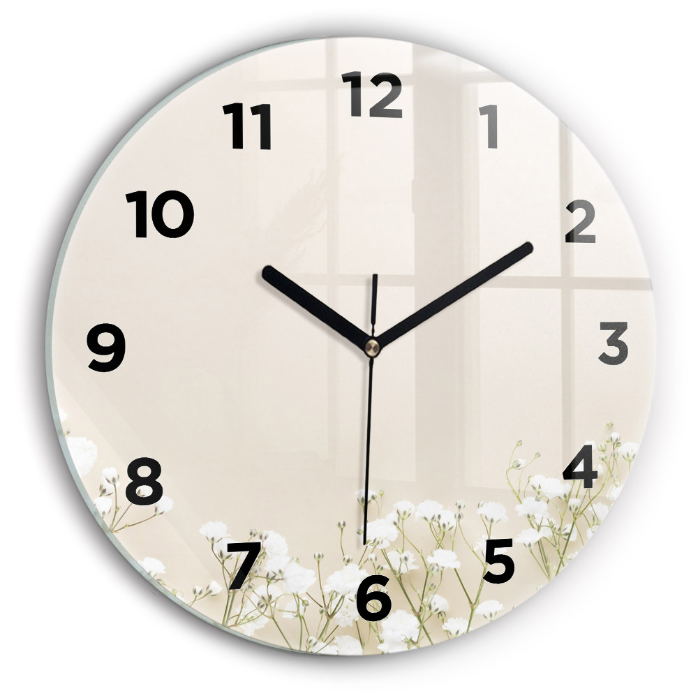 Pendule murale ronde Gypsophile en fleurs
