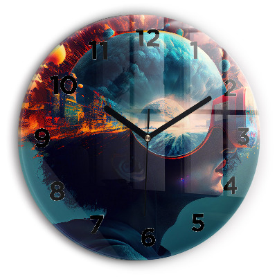 Horloge ronde en verre Monde futuriste