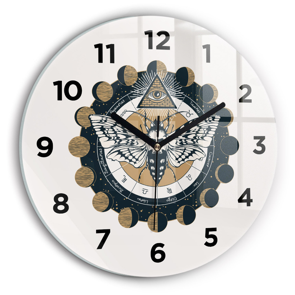 Horloge ronde Phases de la lune et œil