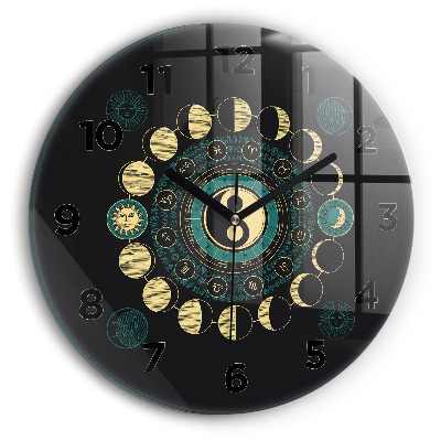 Horloge ronde en verre Phases de la lune