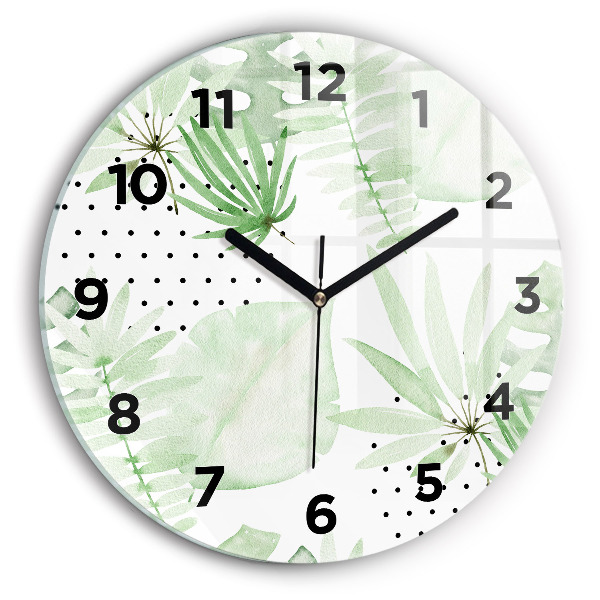 Pendule murale ronde Feuilles vertes