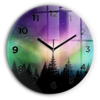 Pendule murale ronde Aurore boréale