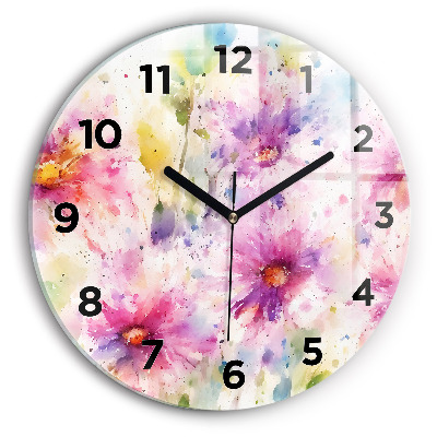 Horloge ronde murale Fleurs peintes