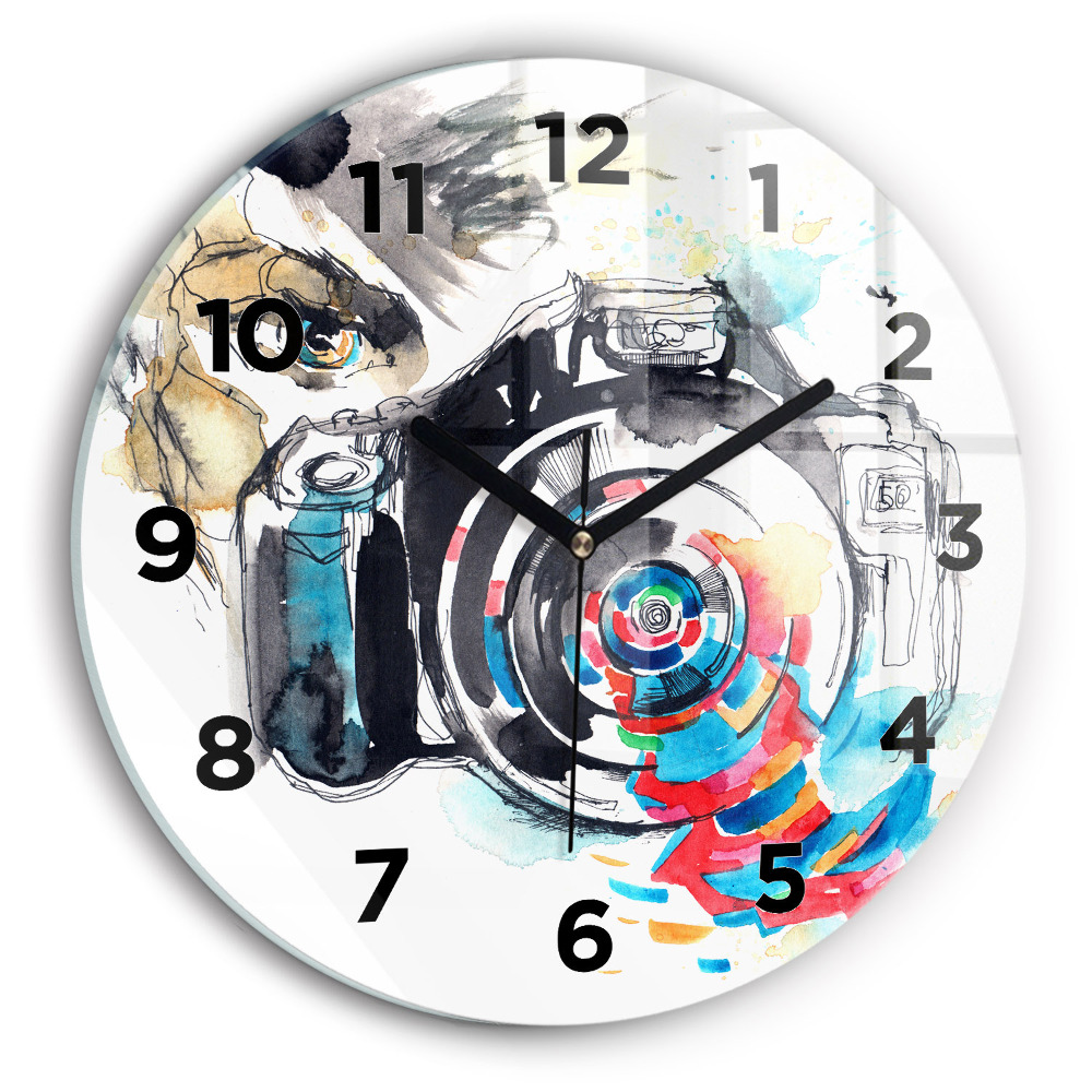 Horloge ronde en verre Femme photographe