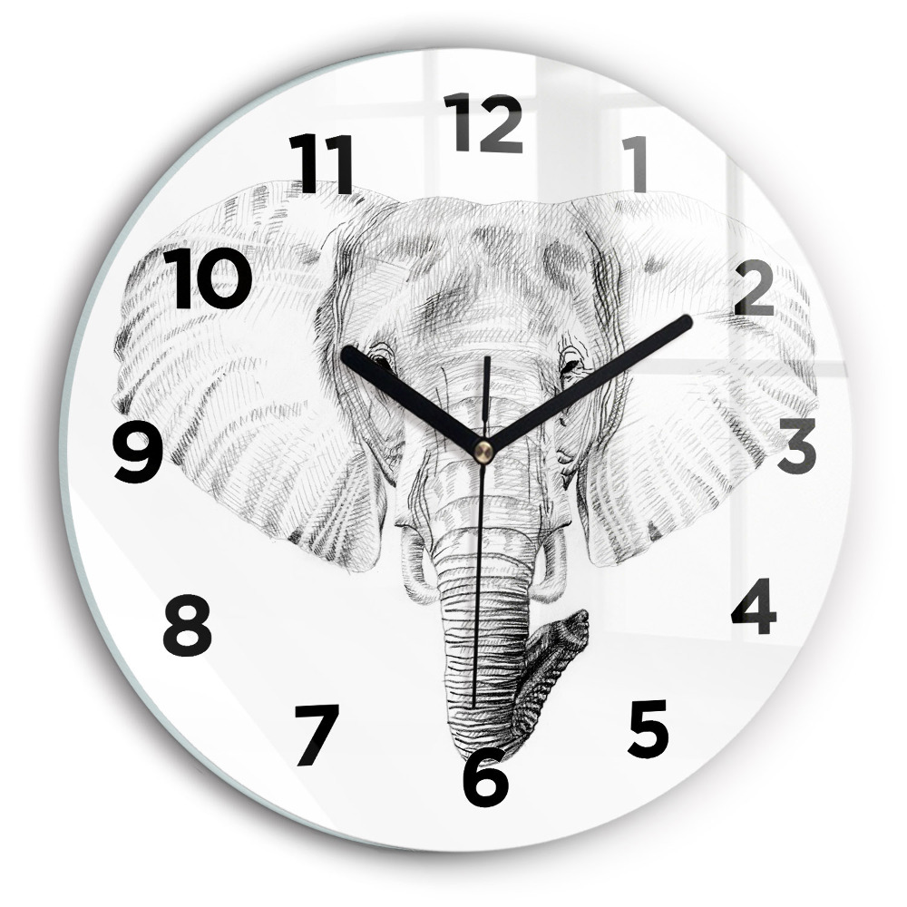 Horloge ronde Tête d'éléphant graphique