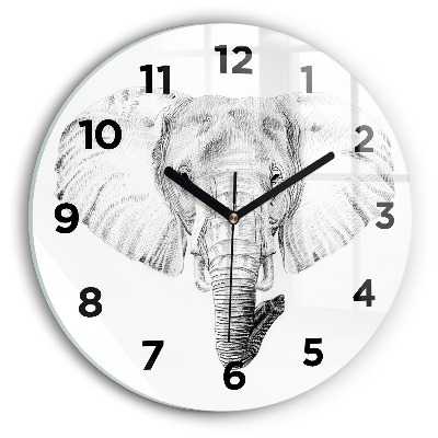 Horloge ronde Tête d'éléphant graphique