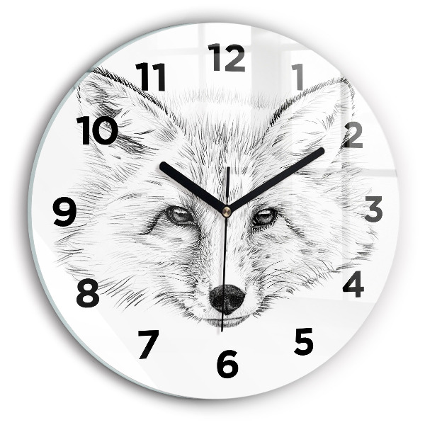 Pendule murale ronde Tête de renard graphique