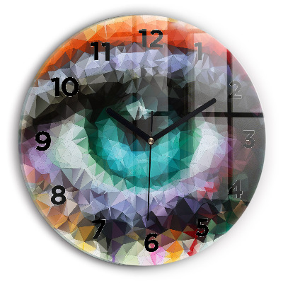 Horloge ronde en verre Œil humain coloré