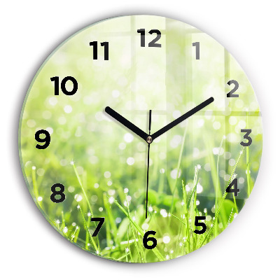Horloge ronde murale Herbe verte