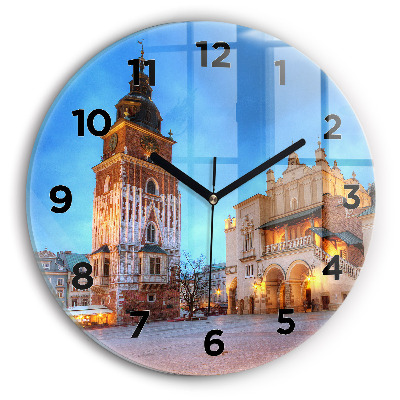 Horloge ronde en verre Place du marché principal à Cracovie