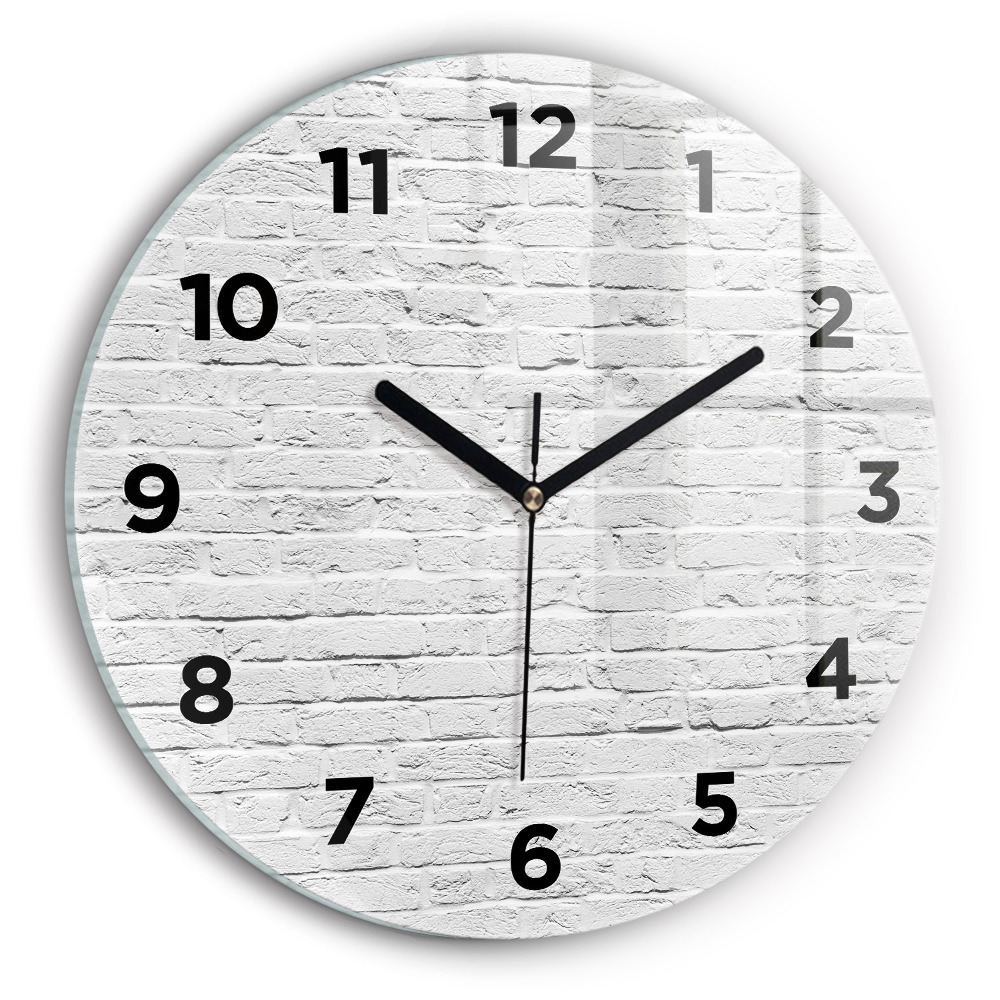 Horloge ronde en verre Mur de briques claires