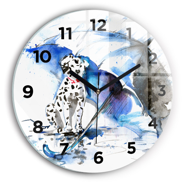 Pendule murale ronde Dalmatien et parapluie