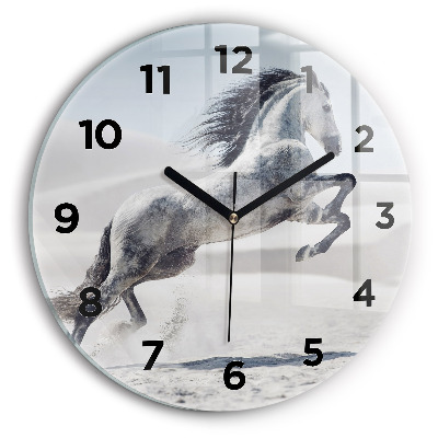 Horloge ronde murale Cheval blanc au galop