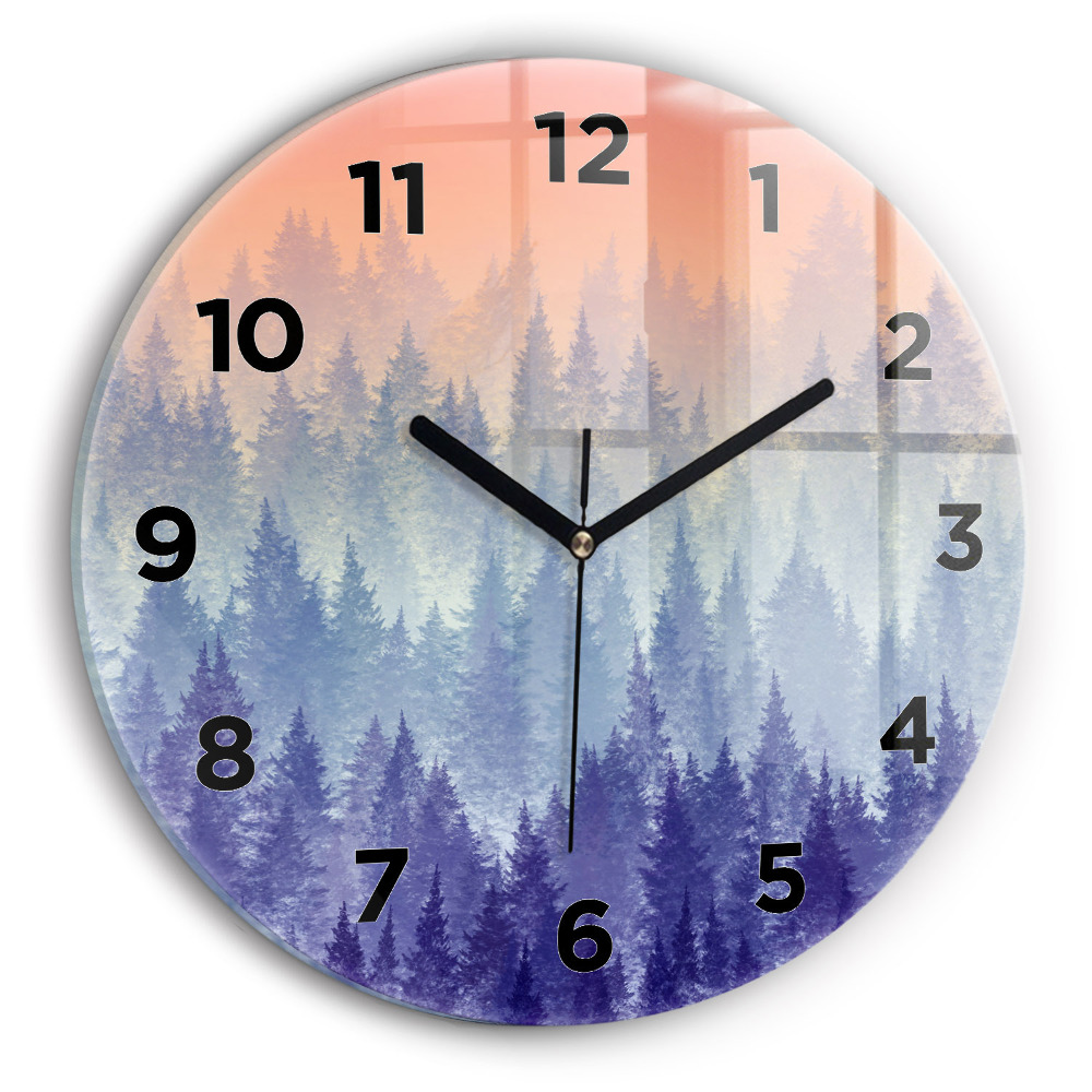 Pendule murale ronde Forêt dans la brume
