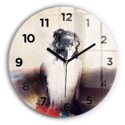 Pendule murale ronde Portrait abstrait d'une femme