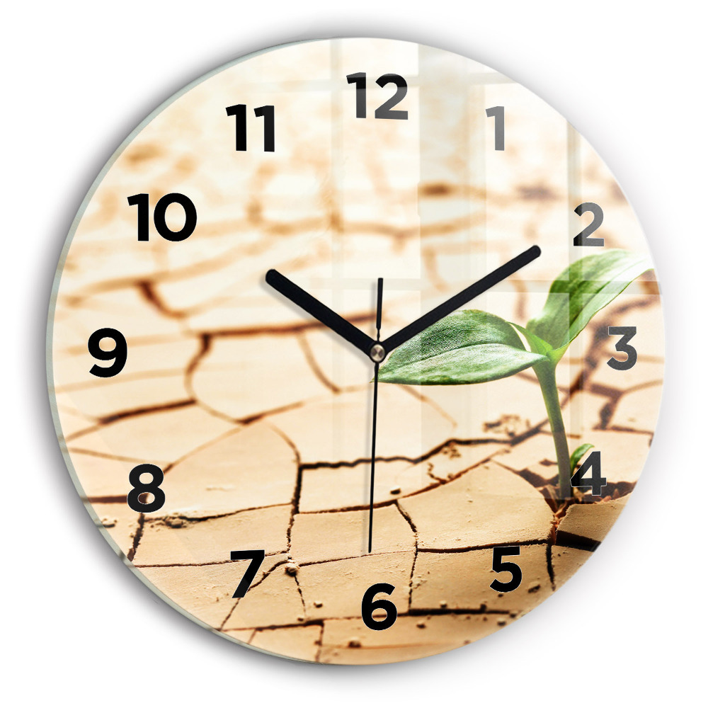 Horloge ronde murale Plante en terre sèche