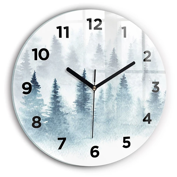 Pendule murale ronde Forêt d'hiver