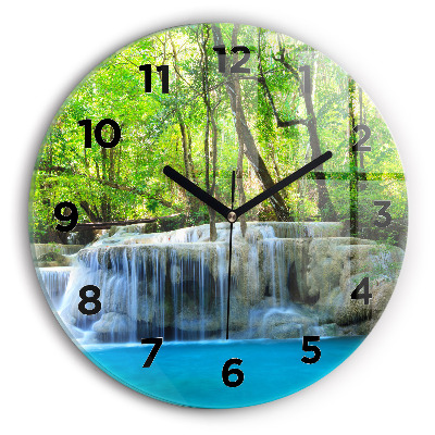 Pendule murale ronde Chute d'eau dans la forêt