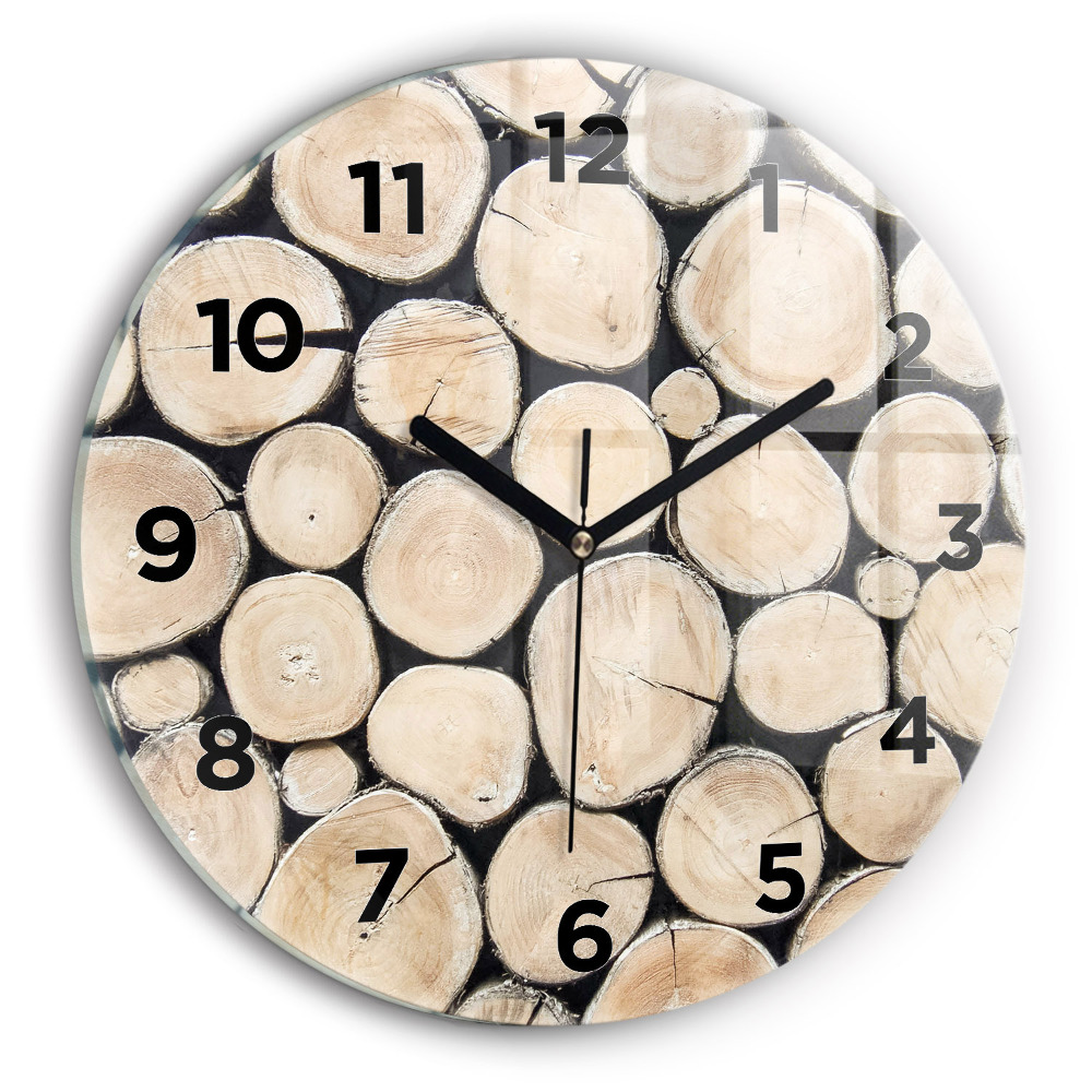 Horloge ronde en verre Tronc d'arbre coupé