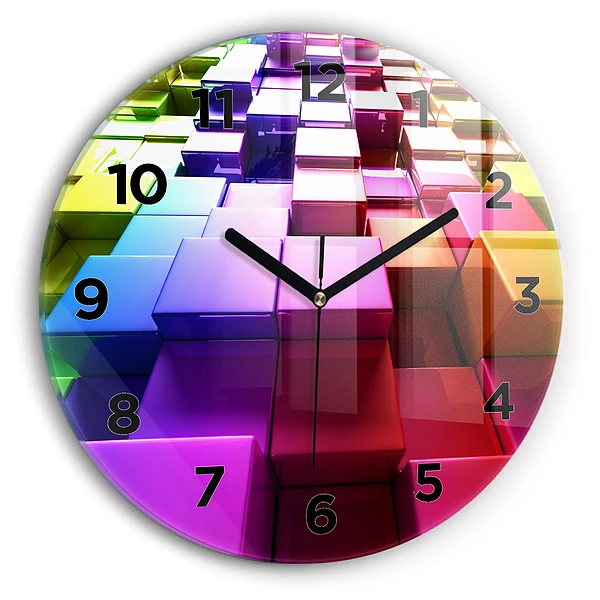 Pendule murale ronde Cubes colorés
