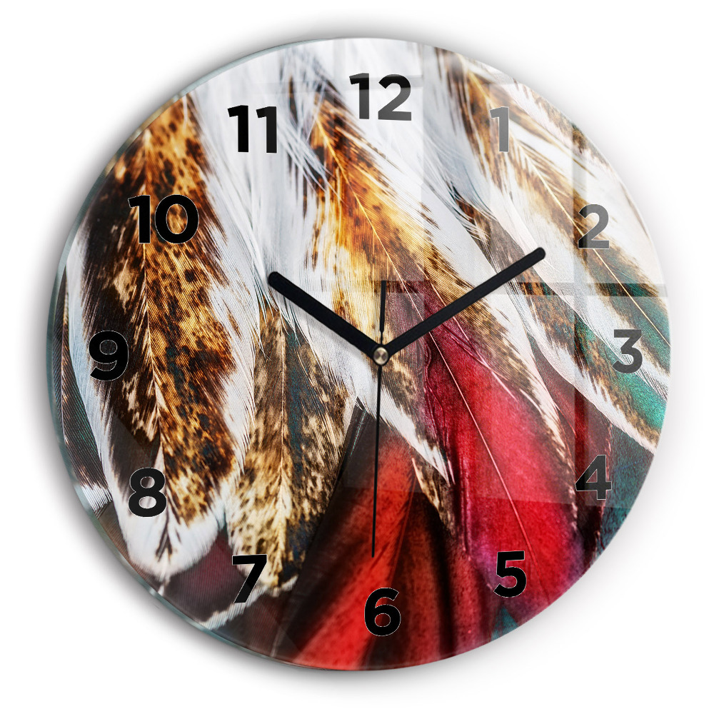 Horloge ronde murale Plumes brun clair d'un oiseau