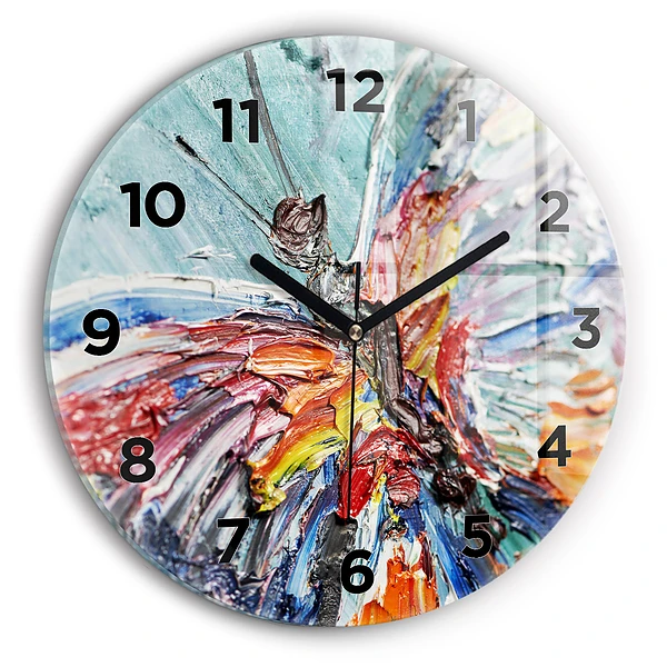 Horloge ronde en verre Fragment de peinture à l'huile