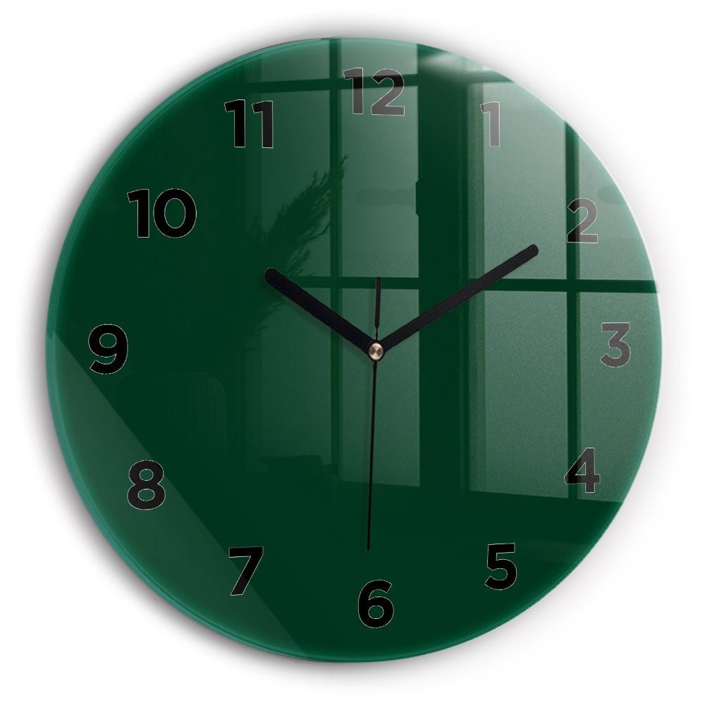 Horloge ronde en verre Couleur vert bouteille