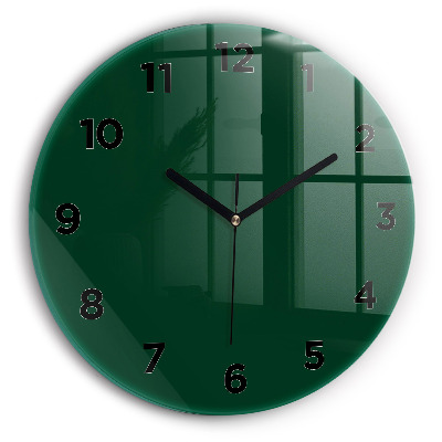 Horloge ronde en verre Couleur vert bouteille
