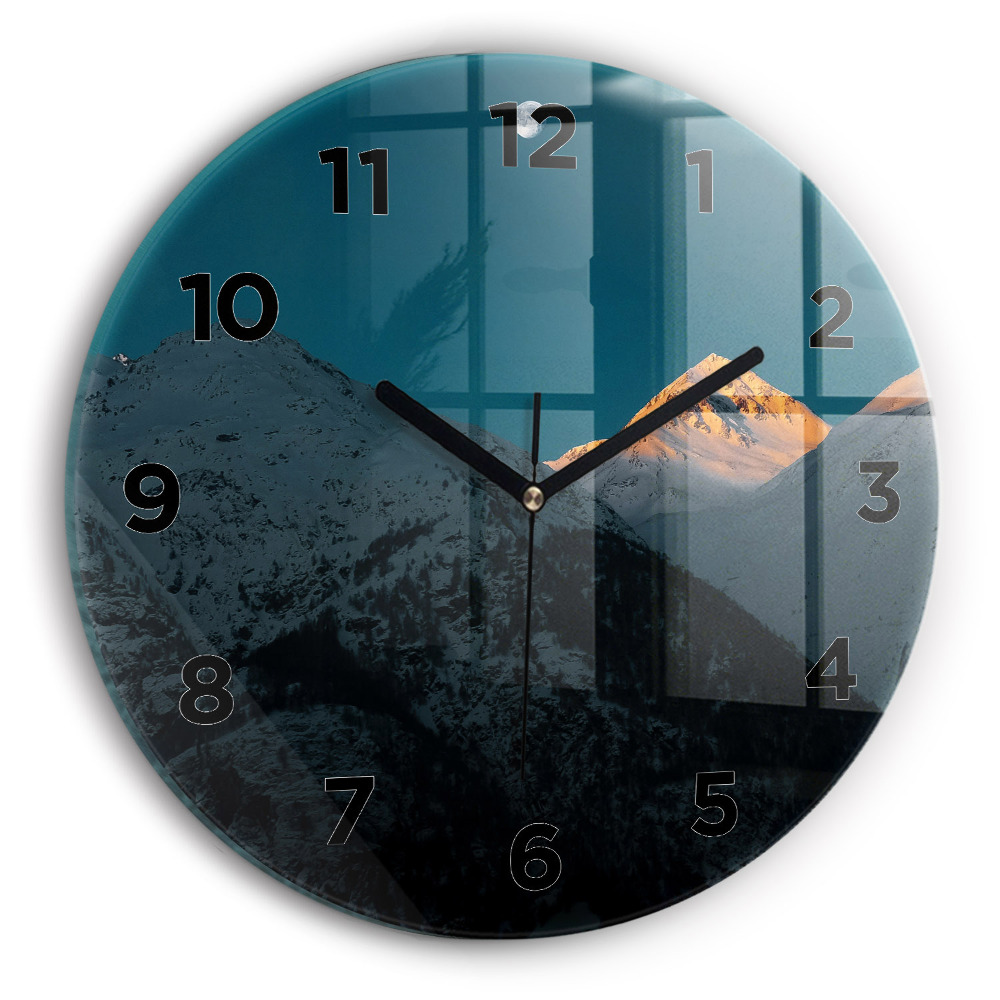 Horloge ronde murale Coucher de soleil dans les montagnes