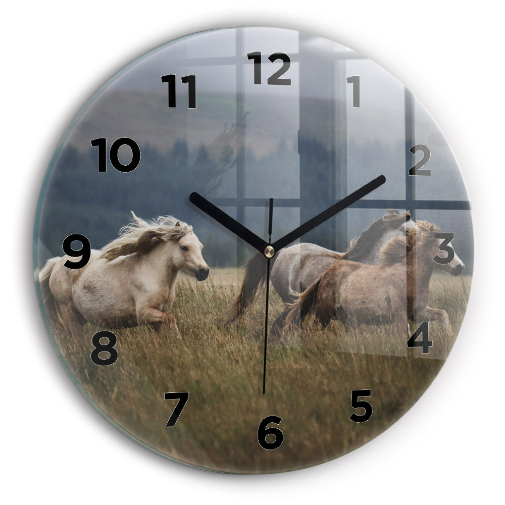 Horloge ronde Chevaux au galop