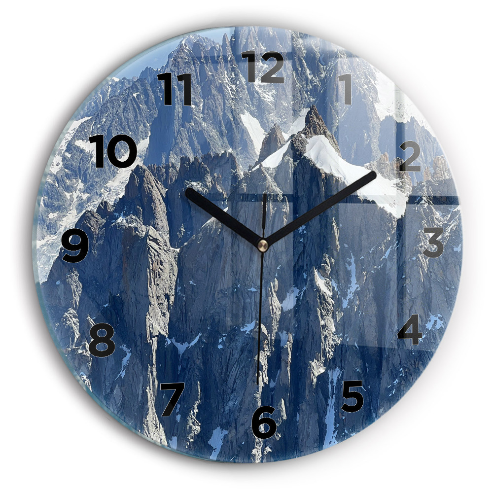Pendule murale ronde Les Alpes en hiver