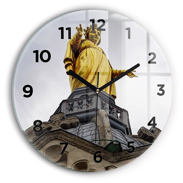 Horloge ronde Statue de Notre-Dame à Lyon