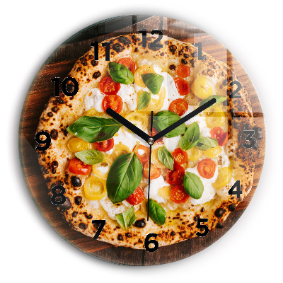 Horloge ronde en verre Pizza italienne