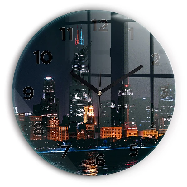 Pendule murale ronde Paysage urbain de Chicago