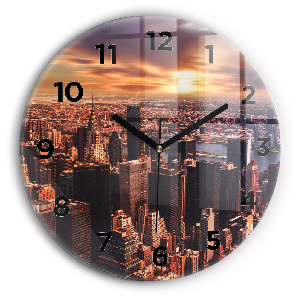 Horloge ronde en verre Panorama de la ville à l'ouest