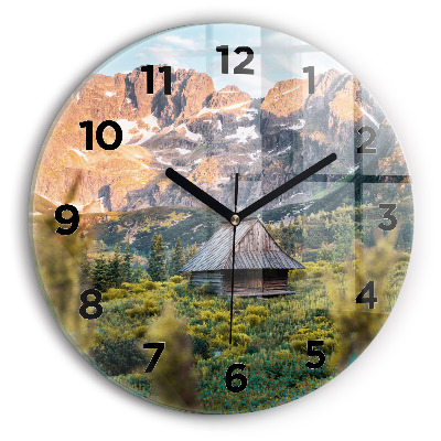 Horloge ronde en verre Chalet dans les Tatras