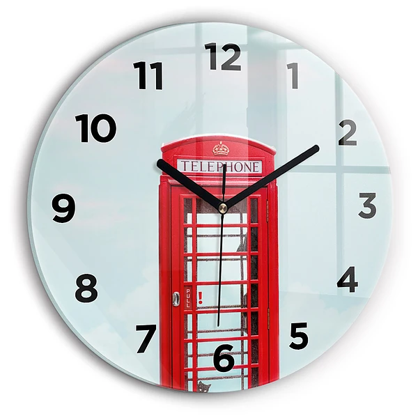 Horloge ronde en verre Cabine téléphonique