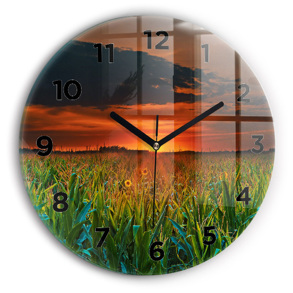 Horloge ronde murale Tournesols dans une prairie