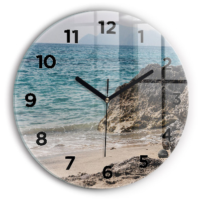 Horloge ronde en verre Vue de la mer Méditerranée