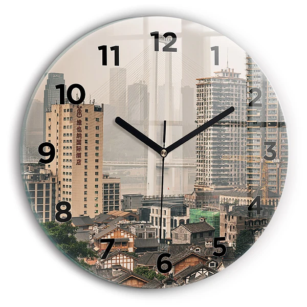 Pendule murale ronde Vieille ville de Chongqing
