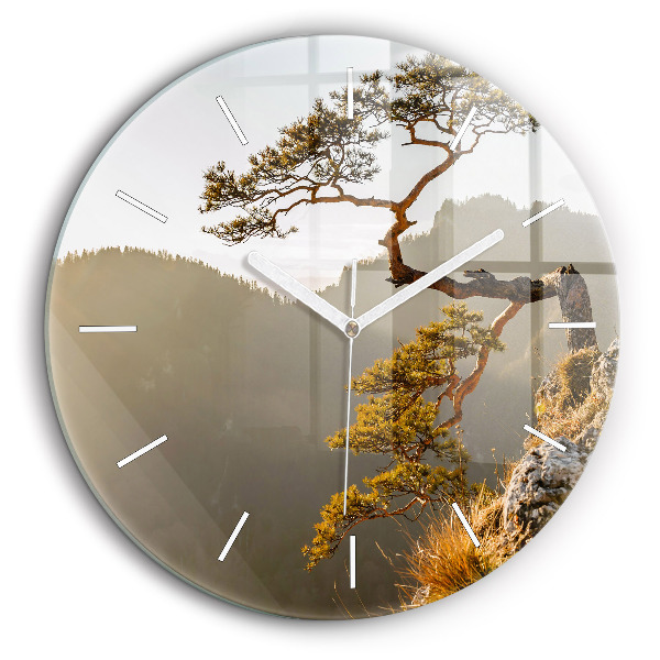 Horloge ronde 60 cm Arbre dans les montagnes