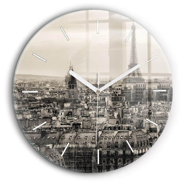 Horloge ronde en verre 60 cm Panorama de Paris