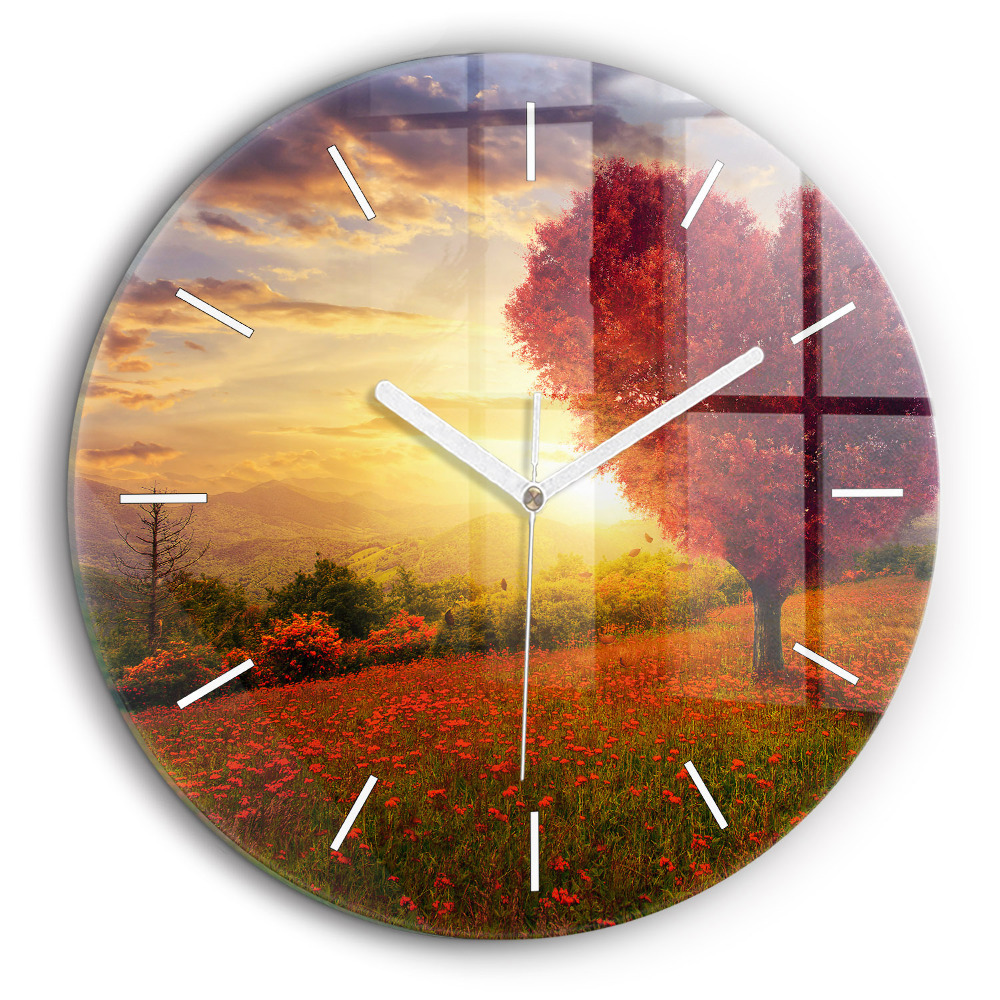 Pendule murale ronde 60 cm Arbre à cœur d'amour