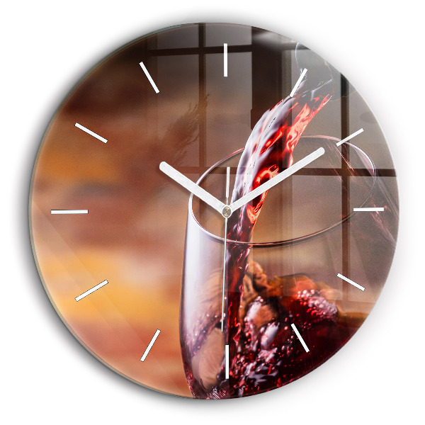 Horloge ronde 60 cm Verre de vin rouge